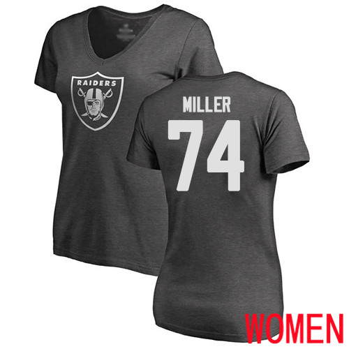 Oakland Raiders Ash Women Kolton Miller One Color NFL Football #74 T Shirt